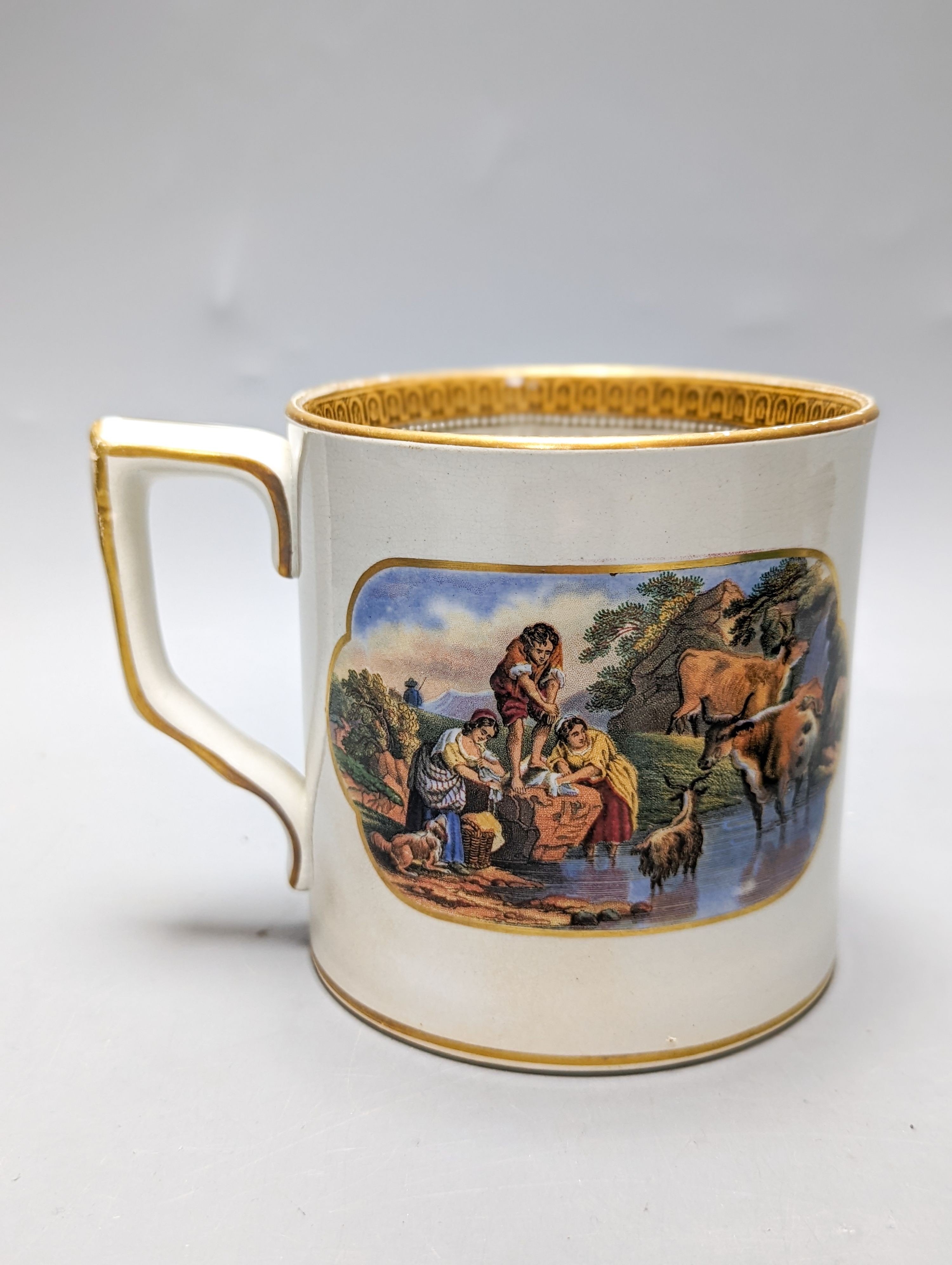 Two Victorian F &R Pratt ware mugs 11cm